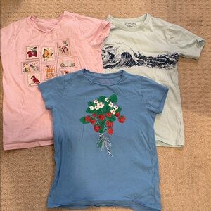 J Crew Kids Graphic Cotton T-Shirts - Set of 3 Size 8-9